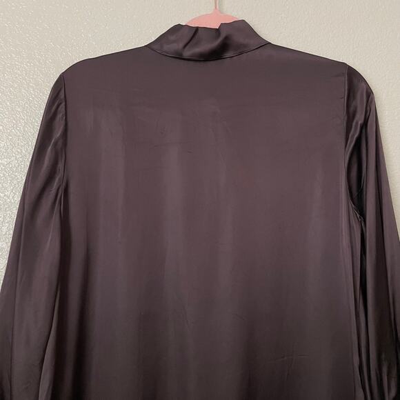 Scanlan Theodore Dress Womens Medium Brown Satin Mini Quiet Luxury Minimalist - Picture 7 of 14